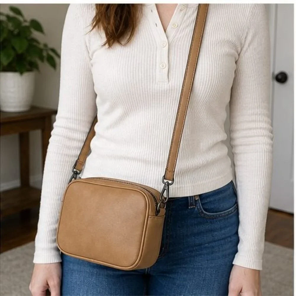 Navy Suede Crossbody Bag